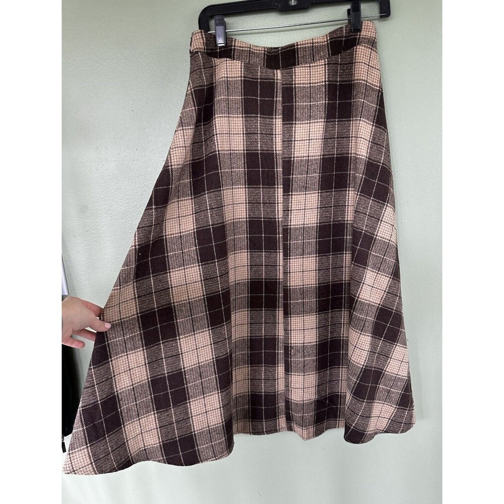 DAZY Kpop High Waist Plaid A-line Skirt CG2 Brown Size Large Lined Cottage​​​